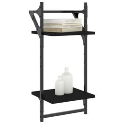 Berkfield Home 2-Tier Wall Shelves with Bars 2 pcs Black 30x25x65 cm - Size: 30 x 25 x 65 cm - thumbnail 3