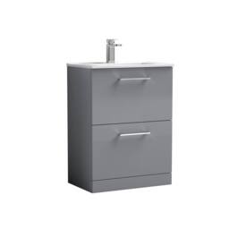 Balterley Bathroom 2 Soft Close Drawer Floor Vanity Unit Basin, Grey, 440mm in Grey - thumbnail 1