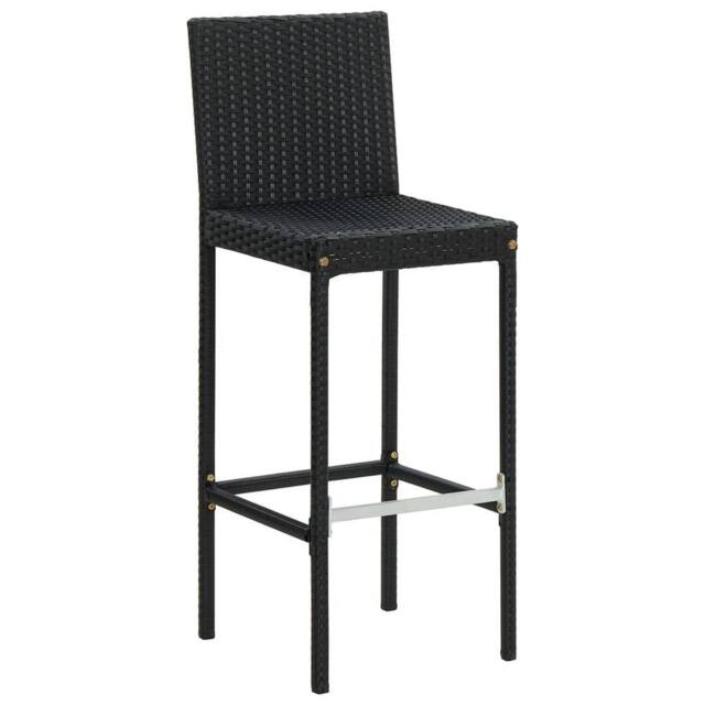 Berkfield Home Modern Garden Bar Stools with Cushions 2 pcs Black Poly Rattan - image 1