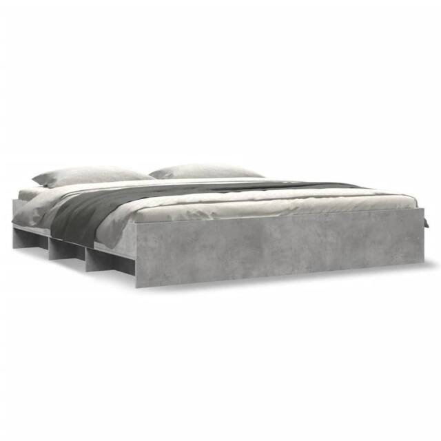 Berkfield Home Bed Frame without Mattress Concrete Grey 200x200cm Engineered Wood - Size: 200x200 cm - image 1