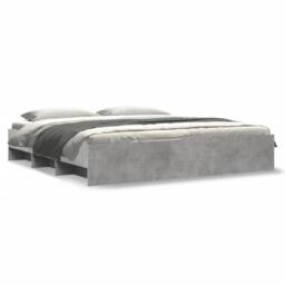 Berkfield Home Bed Frame without Mattress Concrete Grey 200x200cm Engineered Wood - Size: 200x200 cm - thumbnail 1