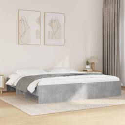 Berkfield Home Bed Frame without Mattress Concrete Grey 200x200cm Engineered Wood - Size: 200x200 cm - thumbnail 2