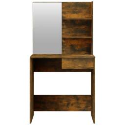 Berkfield Home Dressing Table with Mirror Smoked Oak 74.5x40x141 cm in Brown - thumbnail 6
