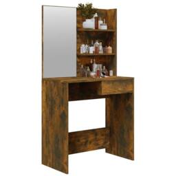 Berkfield Home Dressing Table with Mirror Smoked Oak 74.5x40x141 cm in Brown - thumbnail 4