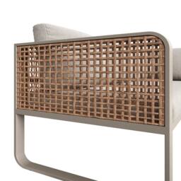 HomeTouch Rattan 7 Seater Outdoor Furniture Set with Stools & Coffee Table Grey in Beige - Size: 5 Pack - thumbnail 6