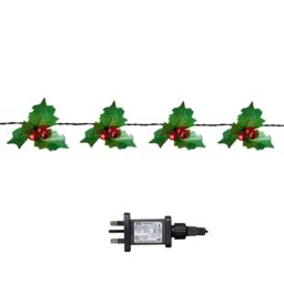 Samuel Alexander 2.8m Christmas Holly Garland with Red Berries & 40 Red LEDs - thumbnail 8