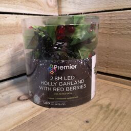 Samuel Alexander Premier 2.8m Holly Garland with Red Berries & 40 Red Leds - thumbnail 4