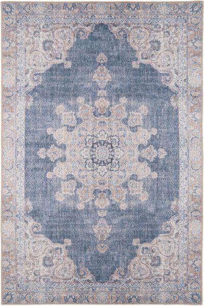 Kukoon Denim Blue Vintage Medallion Non Slip Washable Low Pile Rug - Size: 240 cm x 330 cm - image 1