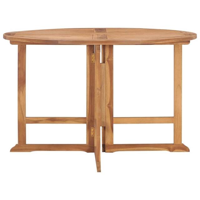Berkfield Home Durable Folding Garden Dining Table Ø110x75 cm Solid Wood Teak in Brown - Size: 110x75 cm - image 1