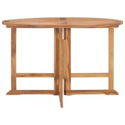 Berkfield Home Durable Folding Garden Dining Table Ã˜110x75 cm Solid Wood Teak in Brown - Size: 110x75 cm - thumbnail 1