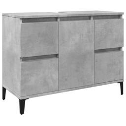 Berkfield Home 3 Piece Bathroom Furniture Set Concrete Grey Engineered Wood - thumbnail 8