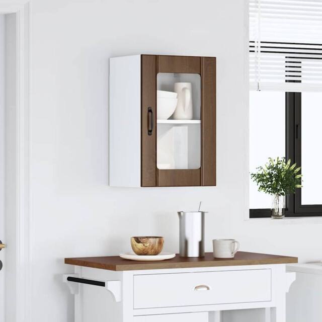 Berkfield Home Kitchen Wall Cabinet with Glass Door Lucca Brown Oak - image 1