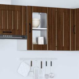 Berkfield Home Kitchen Wall Cabinet with Glass Door Lucca Brown Oak - thumbnail 4