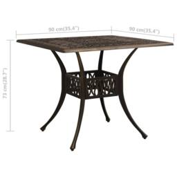 Berkfield Home Garden Table Bronze 90x90x73 cm Cast Aluminium in Brown - Size: 90 x 90 x 73 cm - thumbnail 6