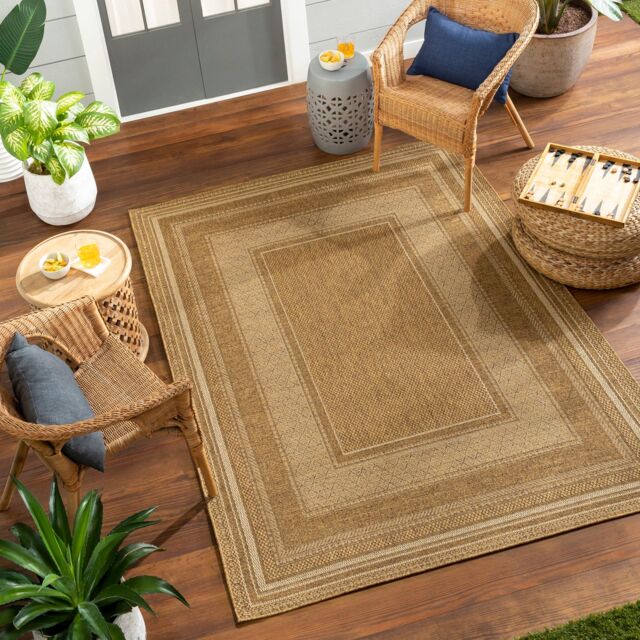 Livabliss Pismo Beach-Modern Tan Yellow Brown Graphic In- & Outdoor Jute-Look Rug - Size: 160 cm x 215 cm - image 1