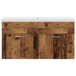 Berkfield Home Bathroom Sink Cabinet with Built-in Basin Old Wood in Brown - thumbnail 4