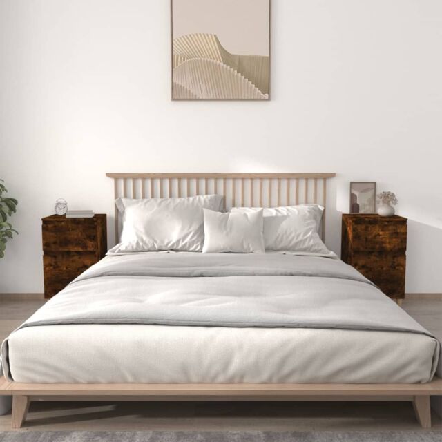 Berkfield Home Bedside Cabinets 2 pcs Smoked Oak 40x35x70 cm in Brown - Size: 40 x 35 x 70 cm - image 1