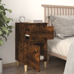 Berkfield Home Bedside Cabinets 2 pcs Smoked Oak 40x35x70 cm in Brown - Size: 40 x 35 x 70 cm - thumbnail 3