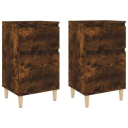 Berkfield Home Bedside Cabinets 2 pcs Smoked Oak 40x35x70 cm in Brown - Size: 40 x 35 x 70 cm - thumbnail 2