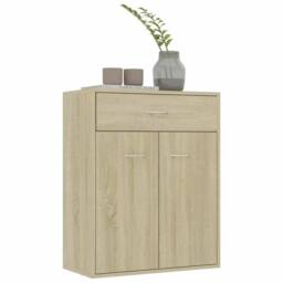 Berkfield Home Sideboard Sonoma Oak 60x30x75 cm Engineered Wood in Light Brown - Size: 60 x 30 x 75 cm - thumbnail 4