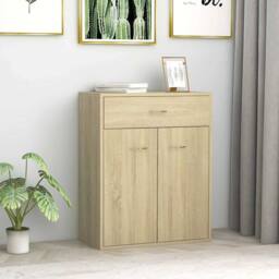Berkfield Home Sideboard Sonoma Oak 60x30x75 cm Engineered Wood in Light Brown - Size: 60 x 30 x 75 cm - thumbnail 2