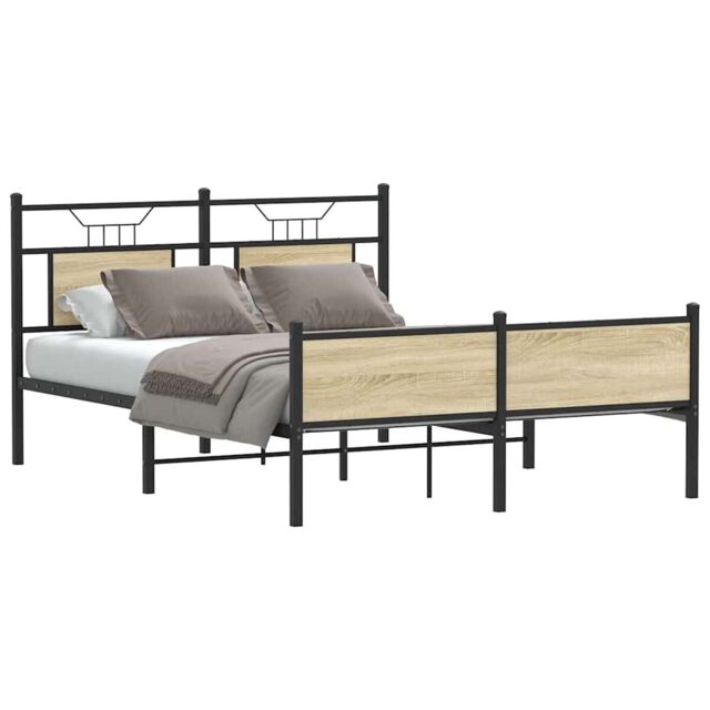 Berkfield Home Bed Frame without Mattress Sonoma Oak 137x190 cm Engineered Wood in Brown - image 1