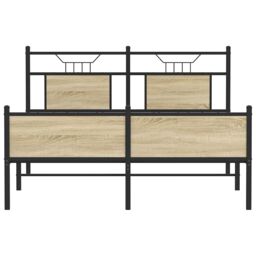 Berkfield Home Bed Frame without Mattress Sonoma Oak 137x190 cm Engineered Wood in Brown - thumbnail 6