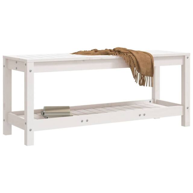 Berkfield Home Beautiful Garden Bench White 108x35x45 cm Solid Wood Pine - Size: 108 x 35 x 45 cm - image 1