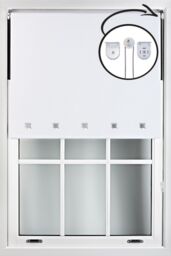 Furnished White Blackout Roller Blind with Chrome Square Eyelets & Metal Fittings - Size: 65 cm width x 165 cm drop - thumbnail 1