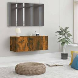 Berkfield Home TV Cabinet Smoked Oak 80x30x30 cm Engineered Wood in Brown - Size: 80 x 30 x 30 cm - thumbnail 2
