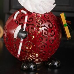 Samuel Alexander 30cm Battery Operated Filigree Santa Folk Light Decoration with LEDs in Red - thumbnail 5