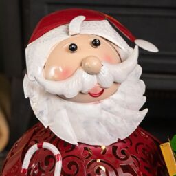 Samuel Alexander 30cm Battery Operated Filigree Santa Folk Light Decoration with LEDs in Red - thumbnail 4