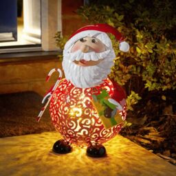 Samuel Alexander 30cm Battery Operated Filigree Santa Folk Light Decoration with LEDs in Red - thumbnail 2