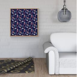 "Warren Reed - Designer Hand Drawn Wild Flowers Framed Canvas in Light Brown - Size: W30"" x H30""" - thumbnail 2
