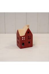 KDMD Medium Red Ceramic House Tealight Holder - thumbnail 2