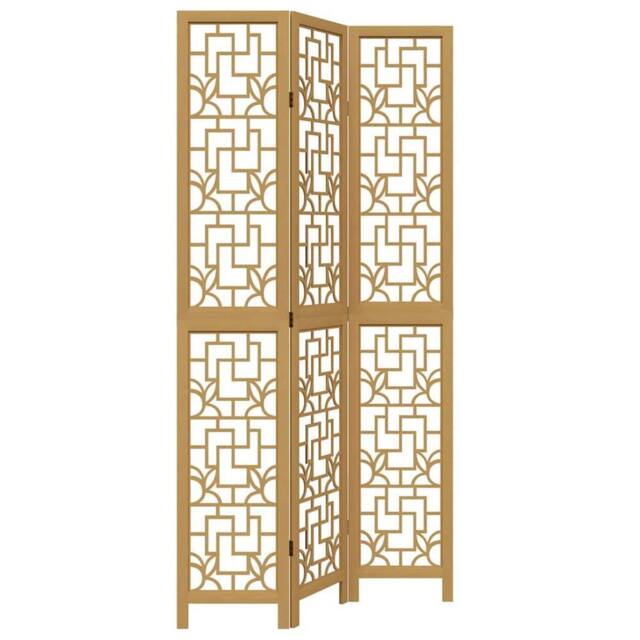 Berkfield Home Room Divider 3 Panels Brown Solid Wood Paulownia - image 1