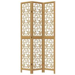 Berkfield Home Room Divider 3 Panels Brown Solid Wood Paulownia - thumbnail 4