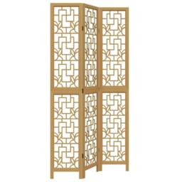 Berkfield Home Room Divider 3 Panels Brown Solid Wood Paulownia - thumbnail 1