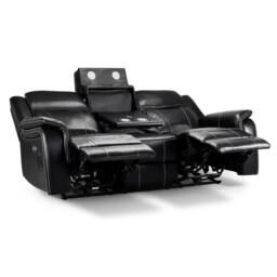 Furnishings For Less UK Orlando Leather Black Electric Reclining 3 Seater Cup Holder - thumbnail 5
