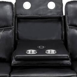 Furnishings For Less UK Orlando Leather Black Electric Reclining 3 Seater Cup Holder - thumbnail 7