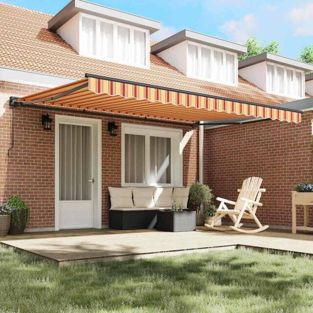 Berkfield Home Retractable Awning Manual Yellow & Orange 450x300 cm - image 1