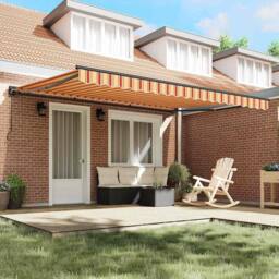 Berkfield Home Retractable Awning Manual Yellow & Orange 450x300 cm - thumbnail 1