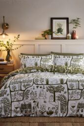 Furn Frida Abstract Floral Reversible Duvet Cover Set in Green - Size: Super King - thumbnail 1
