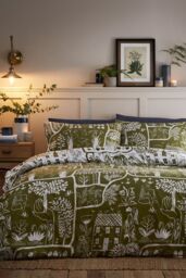 Furn Frida Abstract Floral Reversible Duvet Cover Set in Green - Size: Super King - thumbnail 2