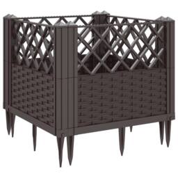 Berkfield Home Garden Planter with Pegs Brown 43.5x43.5x43.5 cm PP - thumbnail 6