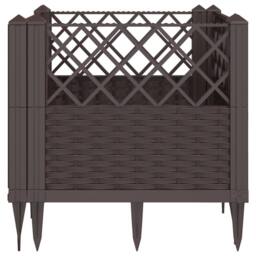 Berkfield Home Garden Planter with Pegs Brown 43.5x43.5x43.5 cm PP - thumbnail 4