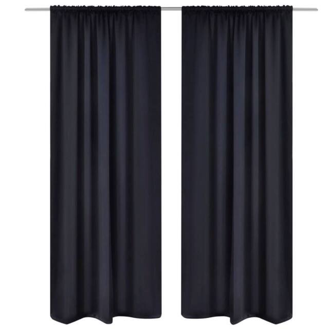 Berkfield Home 2 pcs Black Slot-Headed Blackout Curtains 135 x 245 cm - image 1