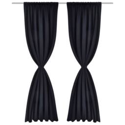 Berkfield Home 2 pcs Black Slot-Headed Blackout Curtains 135 x 245 cm - thumbnail 2