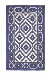 Homescapes Halmstad Scandi Style 100% Cotton Printed Rug in Blue - Size: 120 cm x 170 cm - thumbnail 2