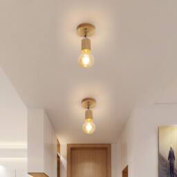 Pheashine Modern Wooden Wall Light 2-Pack Natural Wood Frame E27 Fitting in Brown - thumbnail 7
